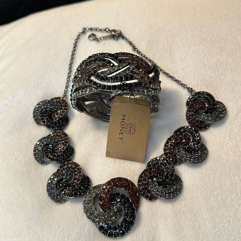 Monet Necklace and Cuff Bracelet set  NWT